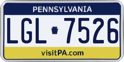 PA license plate LGL7526