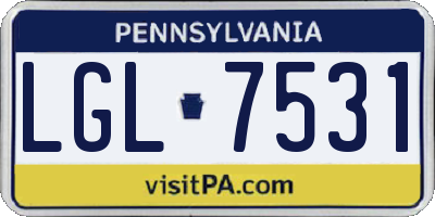 PA license plate LGL7531