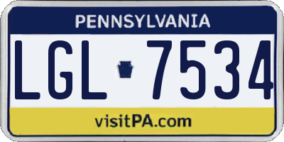 PA license plate LGL7534