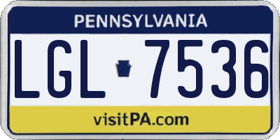 PA license plate LGL7536