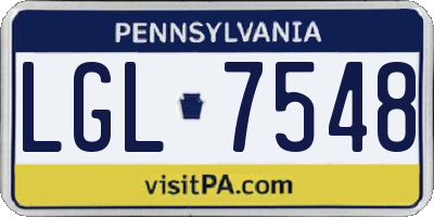 PA license plate LGL7548
