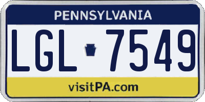 PA license plate LGL7549