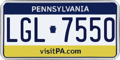 PA license plate LGL7550