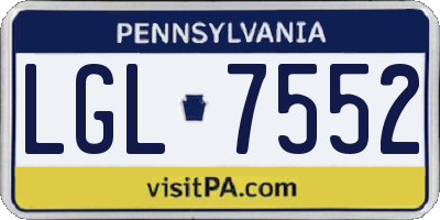 PA license plate LGL7552