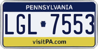 PA license plate LGL7553