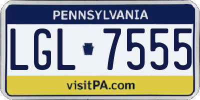 PA license plate LGL7555