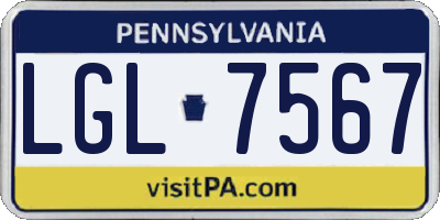 PA license plate LGL7567