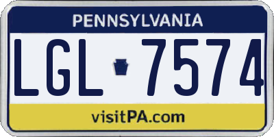 PA license plate LGL7574