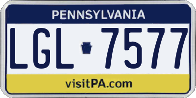 PA license plate LGL7577