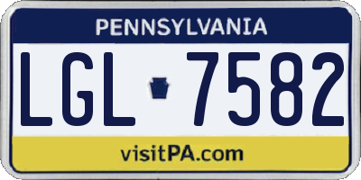 PA license plate LGL7582
