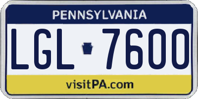 PA license plate LGL7600
