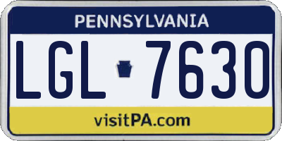 PA license plate LGL7630