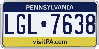 PA license plate LGL7638
