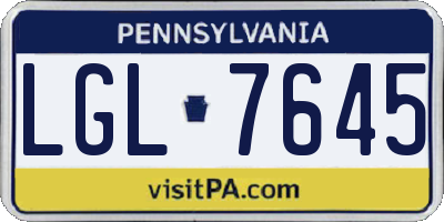 PA license plate LGL7645