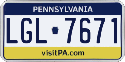 PA license plate LGL7671