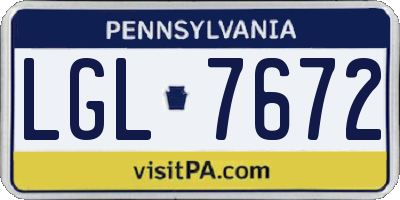 PA license plate LGL7672
