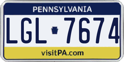 PA license plate LGL7674