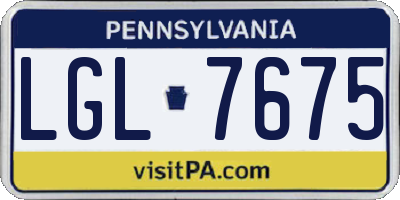 PA license plate LGL7675