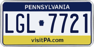 PA license plate LGL7721
