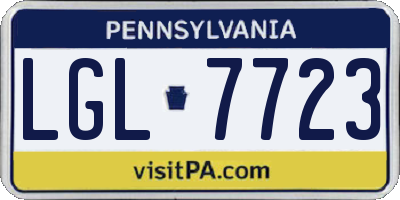 PA license plate LGL7723