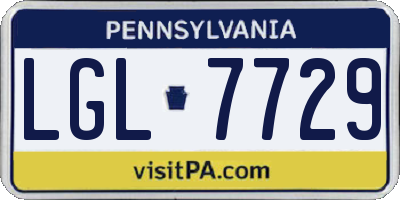 PA license plate LGL7729