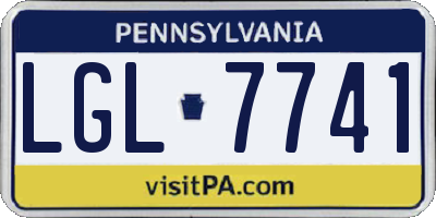 PA license plate LGL7741