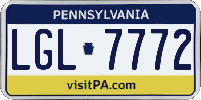 PA license plate LGL7772