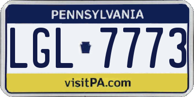PA license plate LGL7773