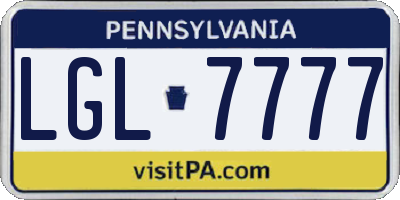PA license plate LGL7777