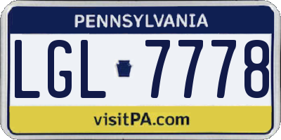PA license plate LGL7778