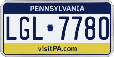 PA license plate LGL7780
