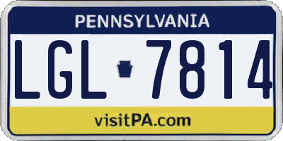 PA license plate LGL7814