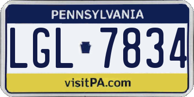 PA license plate LGL7834