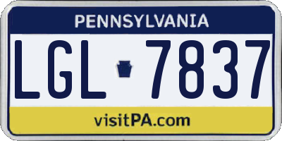 PA license plate LGL7837