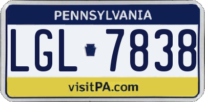 PA license plate LGL7838