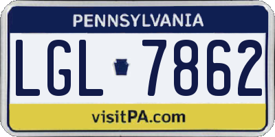 PA license plate LGL7862