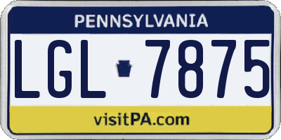 PA license plate LGL7875