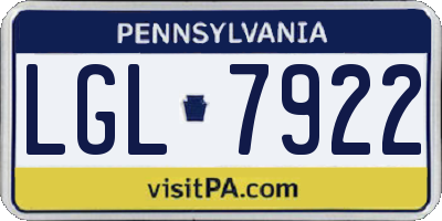 PA license plate LGL7922