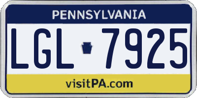 PA license plate LGL7925