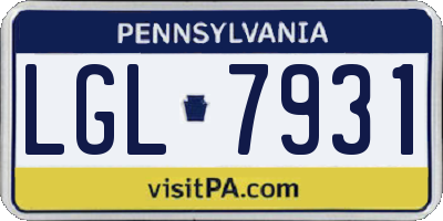 PA license plate LGL7931