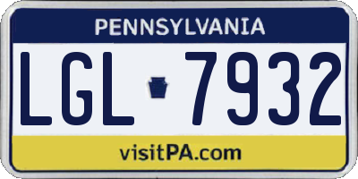 PA license plate LGL7932