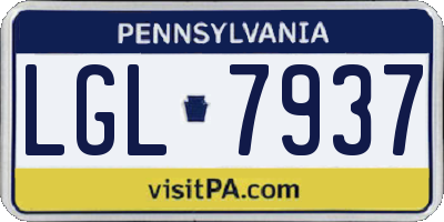 PA license plate LGL7937