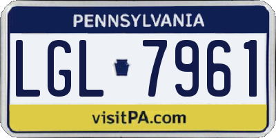 PA license plate LGL7961