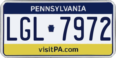 PA license plate LGL7972