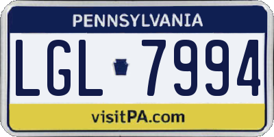 PA license plate LGL7994