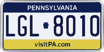 PA license plate LGL8010