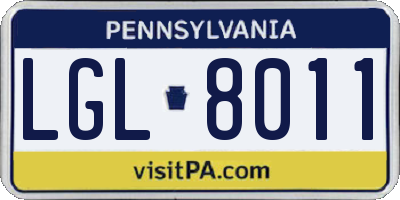 PA license plate LGL8011