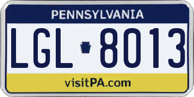 PA license plate LGL8013