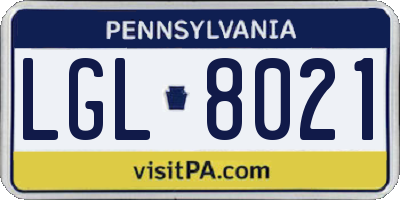 PA license plate LGL8021