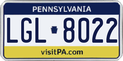 PA license plate LGL8022